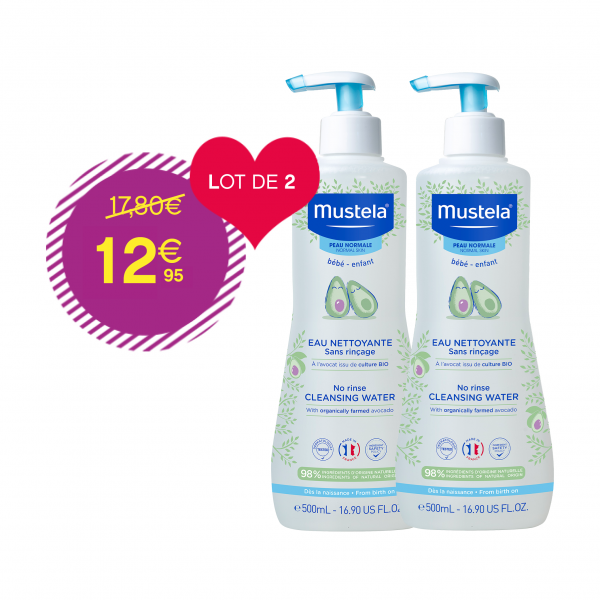 Lot de 2 eau nettoyante mustela 500ml - Pharmacie André